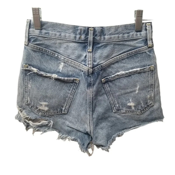 𝅺agolde High  Rise Button Fly Distressed Jean Shorts 23 - Picture 2 of 10